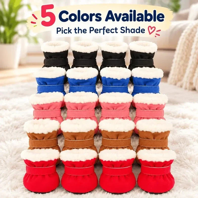 Warm Winter Dog Boots with Soft Plush Lining