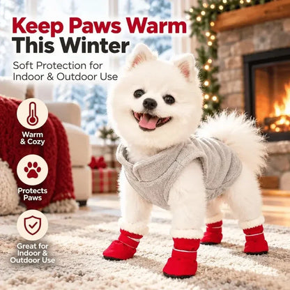 Warm Winter Dog Boots with Soft Plush Lining