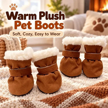 Warm Winter Dog Boots with Soft Plush Lining