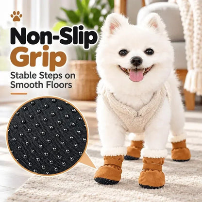 Warm Winter Dog Boots with Soft Plush Lining