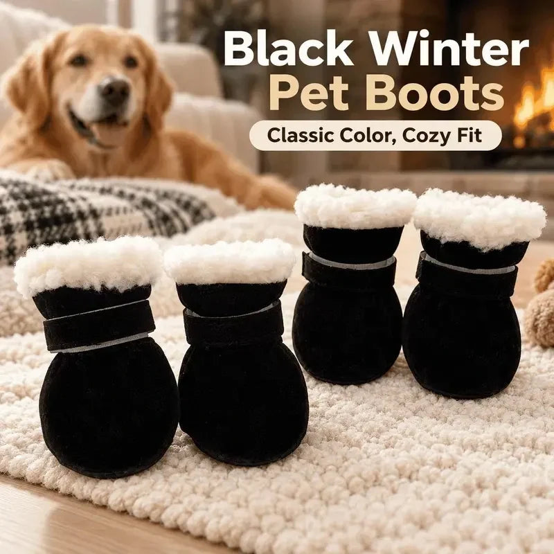 Warm Winter Dog Boots with Soft Plush Lining