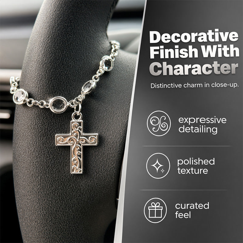 Retro Alloy Car Steering Wheel Pendant Cross Star Charm Ornament