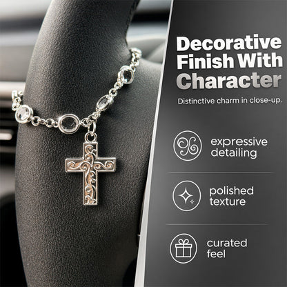 Retro Alloy Car Steering Wheel Pendant Cross Star Charm Ornament