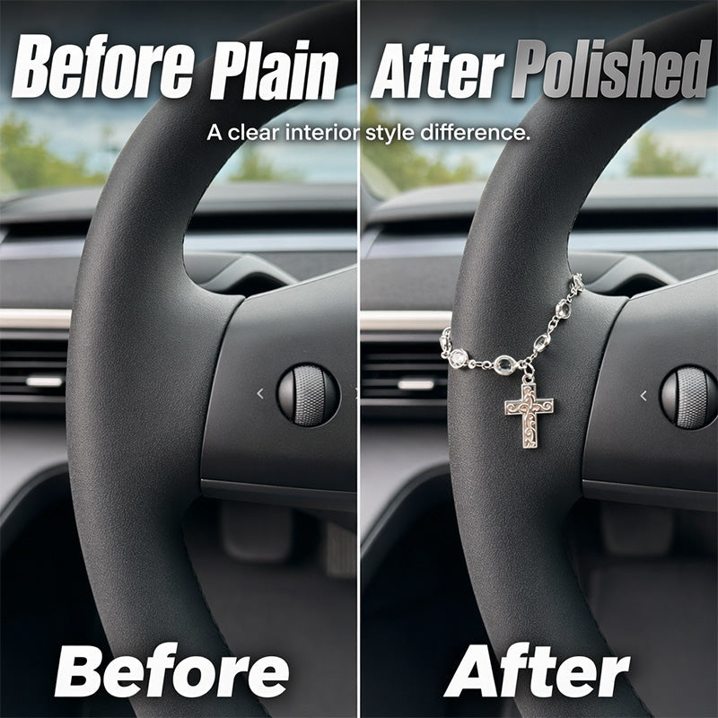 Retro Alloy Car Steering Wheel Pendant Cross Star Charm Ornament