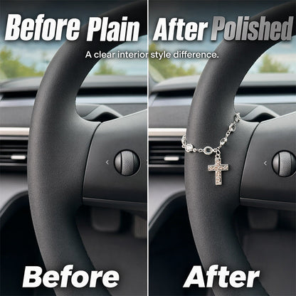 Retro Alloy Car Steering Wheel Pendant Cross Star Charm Ornament