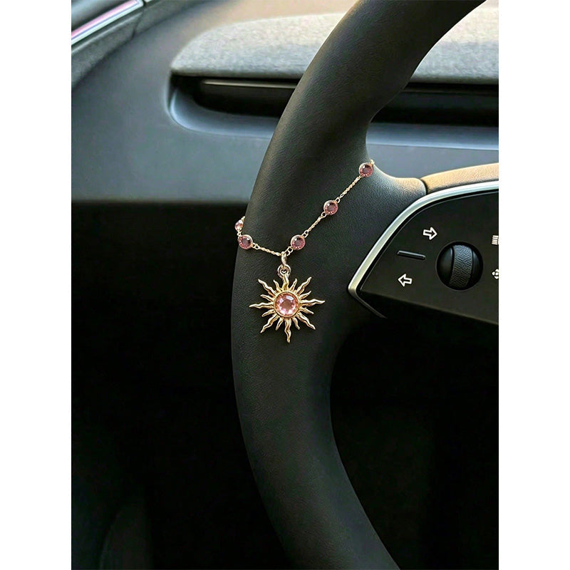 Retro Alloy Car Steering Wheel Pendant Cross Star Charm Ornament