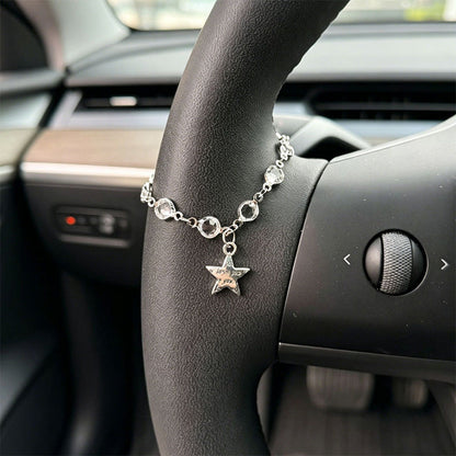 Retro Alloy Car Steering Wheel Pendant Cross Star Charm Ornament
