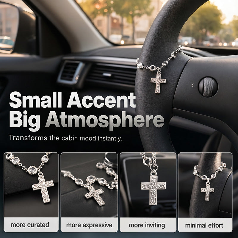 Retro Alloy Car Steering Wheel Pendant Cross Star Charm Ornament