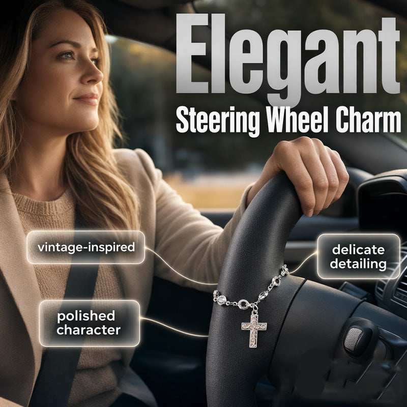 Retro Alloy Car Steering Wheel Pendant Cross Star Charm Ornament