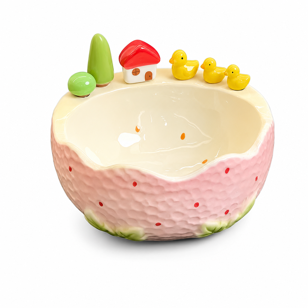🎁2026 Christmas Sale🎅Cute Strawberry Ceramic Fruit Plate with Fork Set– Cute Fruit & Snack Plate for Home