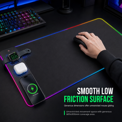 Large RGB Gaming Mouse Pad with 3 in 1 Wireless Dirt Resistant Keyboard Desk Mat 800x300x4mm